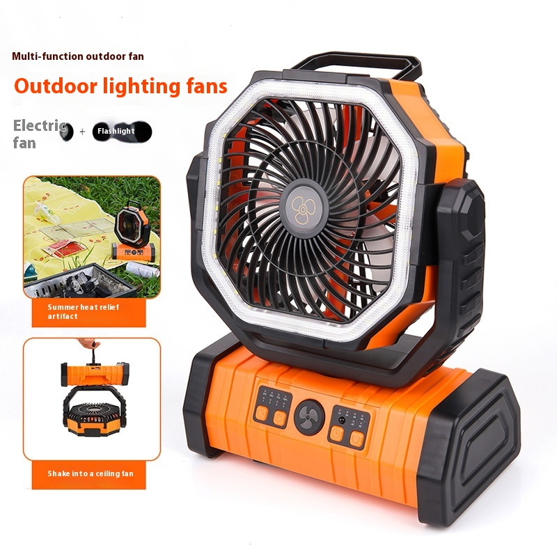 Rechargeable Camping Fan with LED Light & Power Bank
