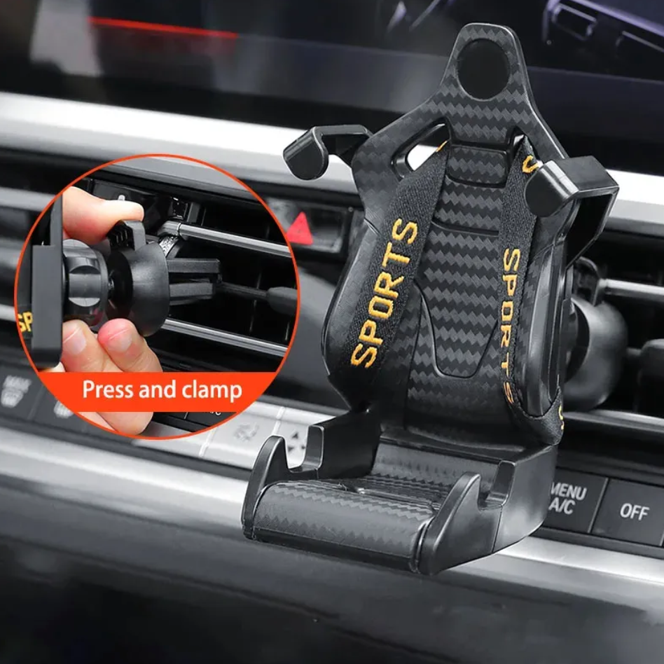 Racing Seat Car Phone Holder  360° Rotatable Air Vent Clip